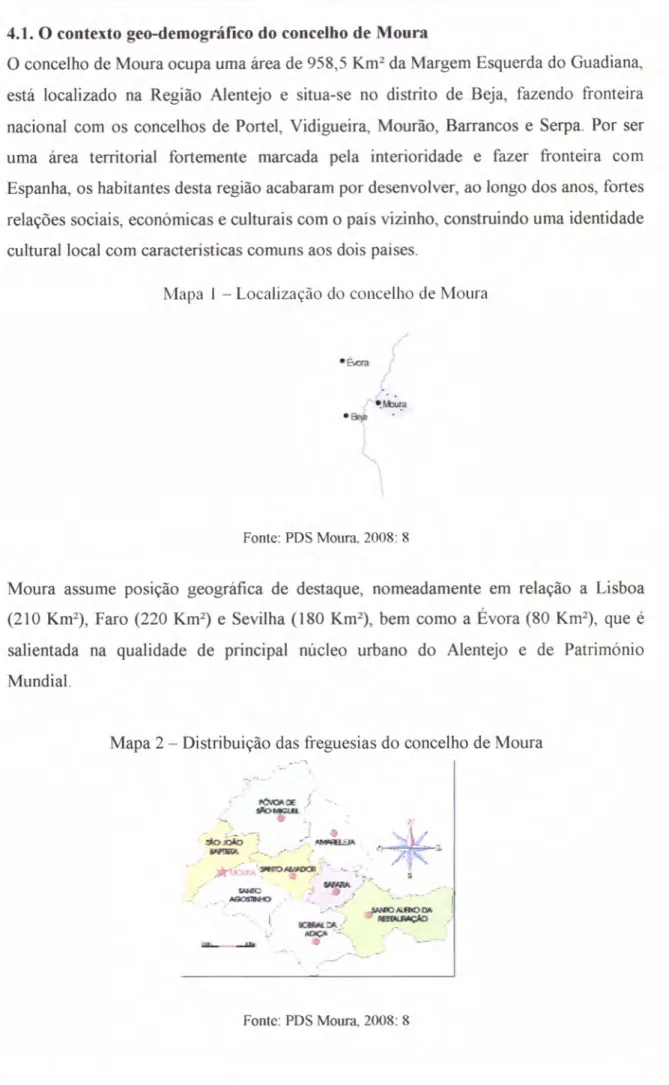 Mapa  I  -  Loc ahzação do concelho  de  Moura