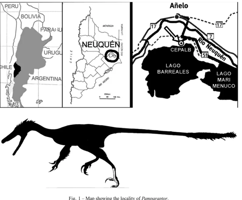 Fig. 1 – Map showing the locality of Pamparaptor.