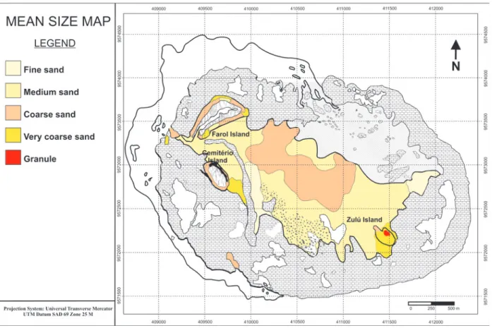 Figure 08 - Mean grain size map of Rocas Atoll.