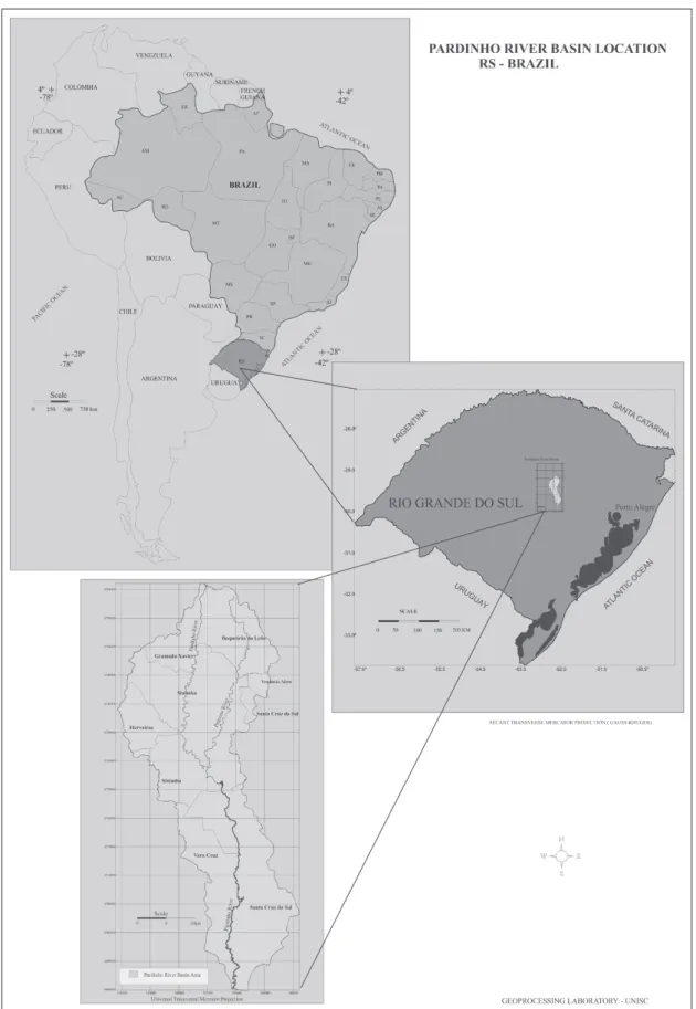 Figure 1 - Location of the Pardinho River Basin, RS, Brazil.