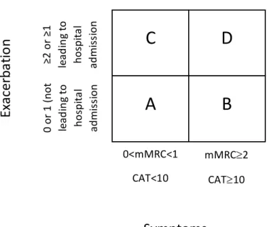 Figure 2-The Global Initiative for Chronic Obstructive Lung Diseases ABCD assessment. Adapted from (1)