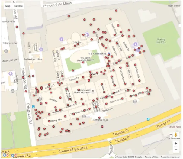 Fig. 4 - Mapa do V&amp;A com os locais de monitorização (2016) assinalados a vermelho