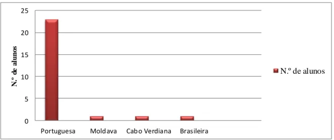 Gráfico 2 - Caracterização dos alunos quanto à nacionalidade/cultura dos alunos 