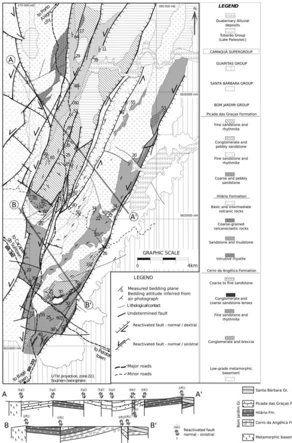 Figure 4: Geological sketch map and sections of the type area of the Bom Jardim Group and nearby areas