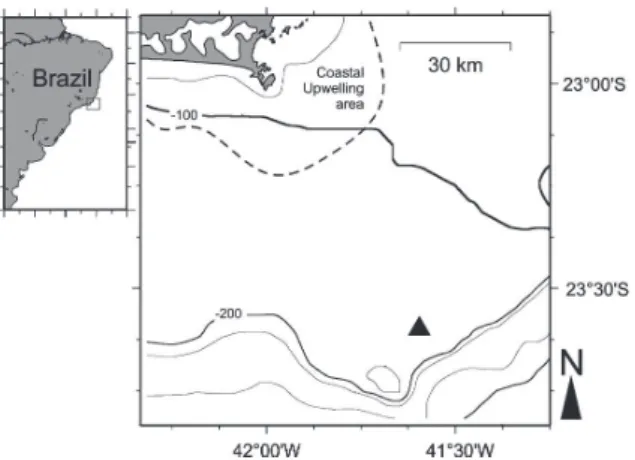 Figure 2 -  The  Cabo  Frio  subsurface  mooring  array  layout  intended to deploy at a depth of 120 m