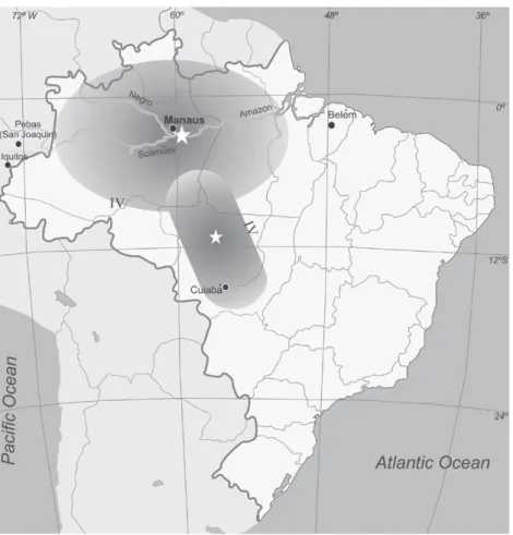 Fig. 4 - Comparison between estimated felt areas of the 1690 earthquake and the January 31, 1955 tremor, the largest ever recorded  in Brazil (6.2 mb)
