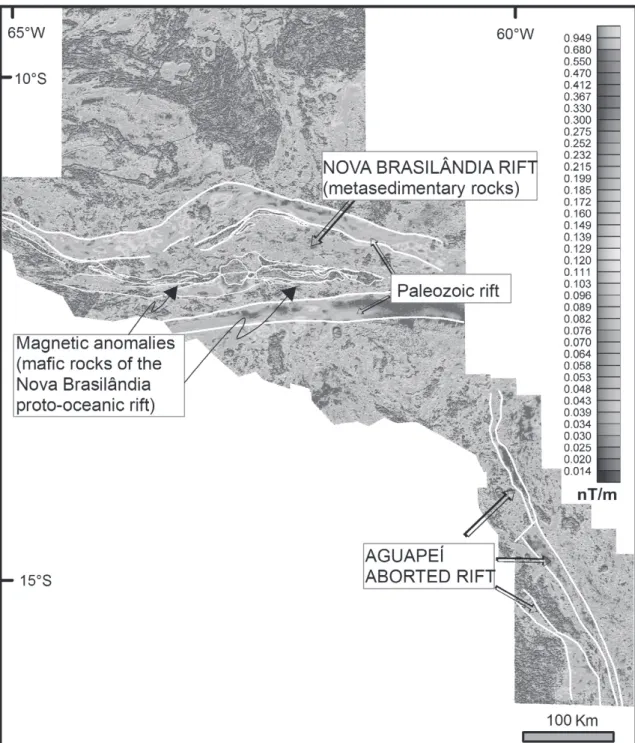 Figure 3 - Magnetometric data (analytical signal amplitude map) of southwestern margin of the Amazonian craton