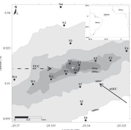 Figure 1 - Sampling stations at Archipelago of Saint Peter and Saint Paul, Brazil. 