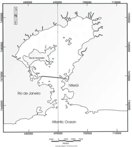 Figure 1 - Guanabara Bay and sample area.