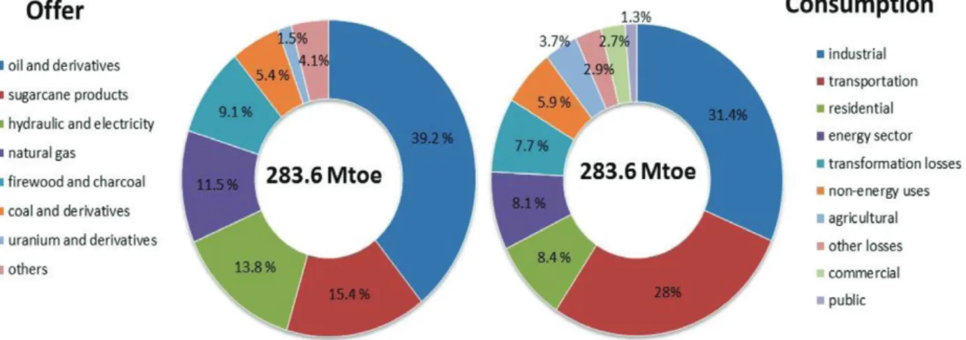 Figure 5 - The gross energy fl ux for Brazil in 2012 (MME 2013). For interpretation of the references to color in this fi gure legend,  the reader is referred to the web version of this article.