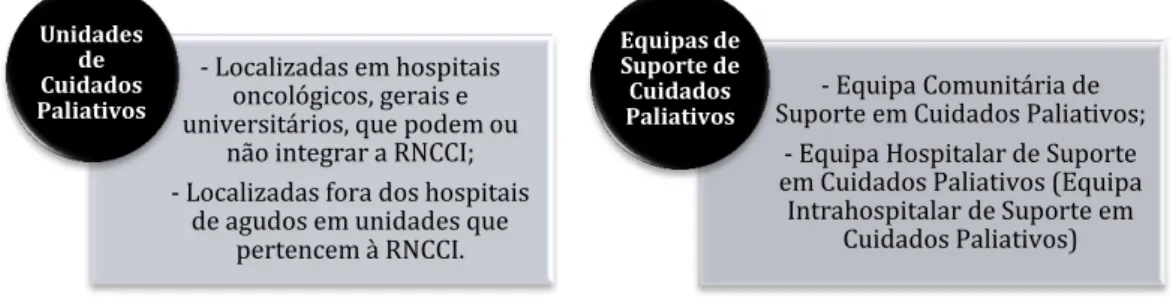 Figura 1. Tipologias de serviços prestadores de Cuidados Paliativos em Portugal  Fonte: Elaborado pela autora com base no PNCP, 2004 
