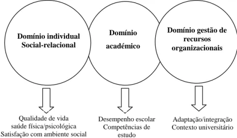 Figura 3: Domínios de sucesso individual e social, académico e de gestão de recursos organizacionais  Fonte: Garrido e Prada (2016)