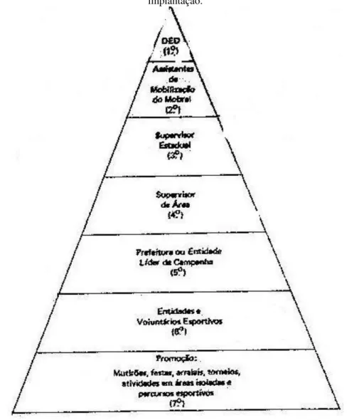 Figura 8 – Modelo piramidal de divisão de níveis na organização do EPT brasileiro, durante a sua fase de  implantação