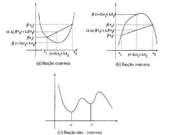 Figura 2.3: Conceito de convexidade (adaptado de FLOUDAS, 1995). 