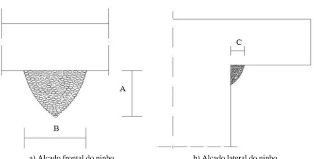 Figura nº. 19: Dimensões avaliadas nos ninhos 