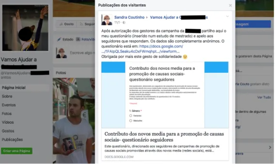 Figura 16 - Partilha da investigadora na página de Facebook da campanha