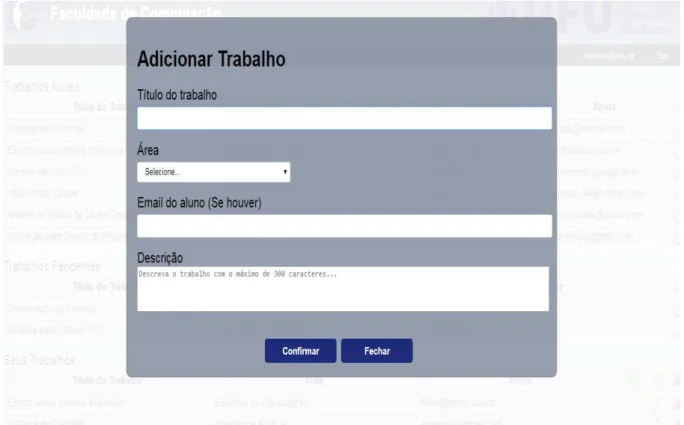 Figura 18 – Adicionar trabalhos