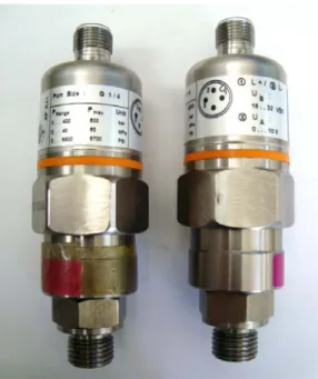Figura 4.6: Transdutores de pressão utilizados para medição do torque aplicado pelo  motor hidráulico