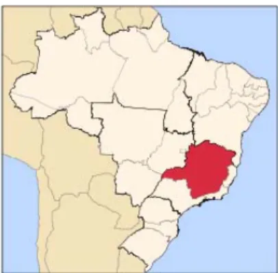 Fig. 1 – Mapa do Brasil com Minas Gerais em destaque. 