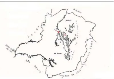 Fig. 2 – Mapa de Minas Gerais com Serra do Cabral em destaque. 
