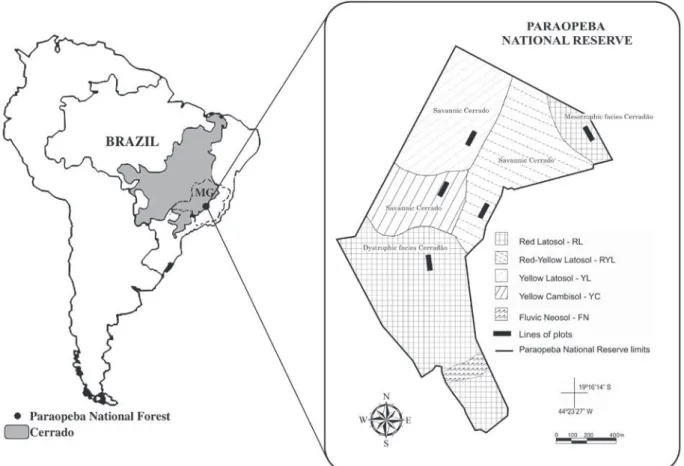 Figure 1 - Location of Paraopeba National Reserve in South America (WGS 84).