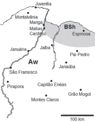 Figure 3 - Dendrogram of the relationships between 26  areas of dry forest sensu stricto (DF) in northern Minas  Gerais as produced by the divisive clustering analyses of  396 species