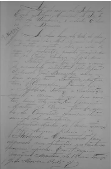 Figura  2  -  Página  da  Ata  do  Exame  do  primeiro  professor  da  Escola  Pública  Municipal  de  São  Pedro  de  Uberabinha (9 de abril de 1892) 