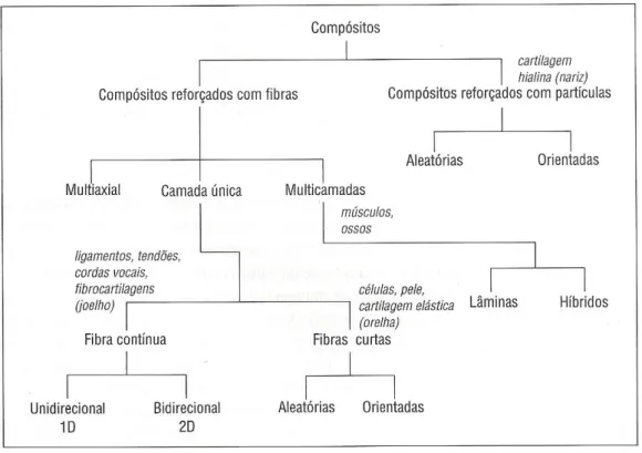 Figura 1: Proposta de classificação hierárquica de compósitos sintéticos e naturais. 