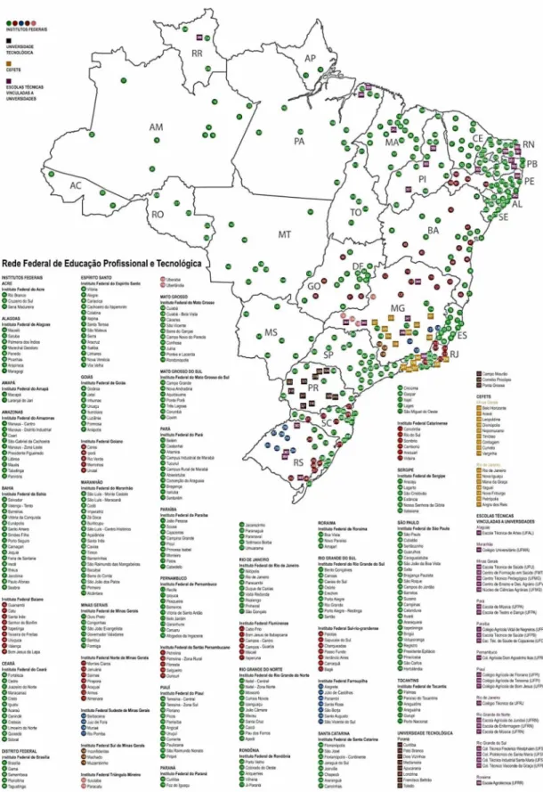 Figura 2:  Mapa13 da Rede Federal da Educação Profissional, Científica e Tecnológica.