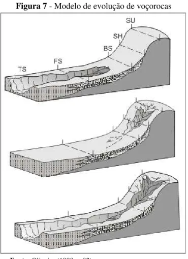 Figura 7 - Modelo de evolução de voçorocas 