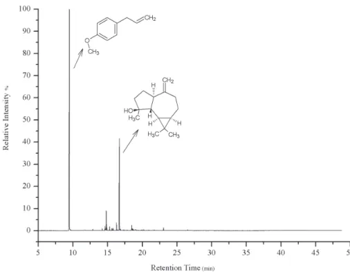 Figura 2 - Chromatographic profile (GC-MS) of the essential oil of the Croton zehntneri leaves.