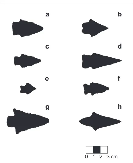 Table III presents the number of specimens from  each site that were classified as darts or arrows and  the percentage of specimens classified as arrows for  each Shott (1997) equation, with different numbers  of variables