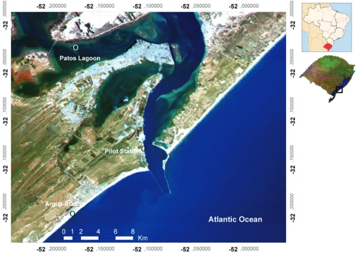 Figure 2 - Study area centered around the Argus station on Querência Beach, which is within Cassino Beach