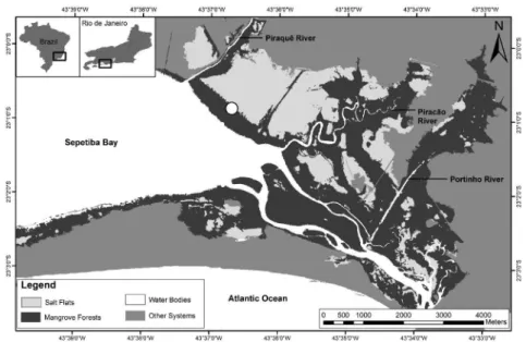 Figure 1 - Map of the study area. The sampling point is indicated with a white circle.