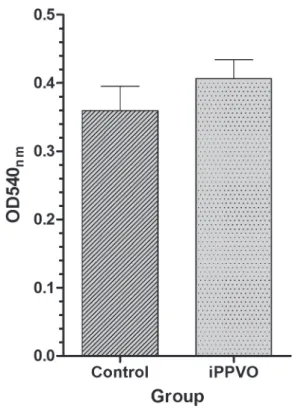 figure 1 - Respiratory burst activity measured on  blood cells collected from silver catfish 24 h after  inoculation with PBS or iPPVO