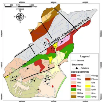 Figure 3 - Geological map of the northeast region of the  municipality of Caraguatatuba