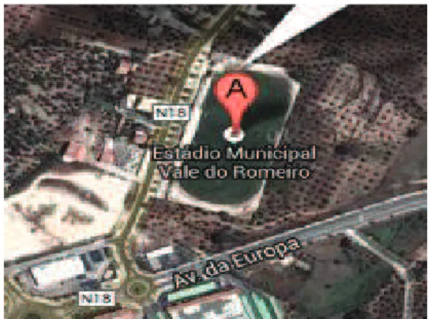 Ilustração 7: Estádio Municipal Vale do Romeiro                    Ilustração 8: Localização do Estádio                                                                                                                                          Municipal Vale 