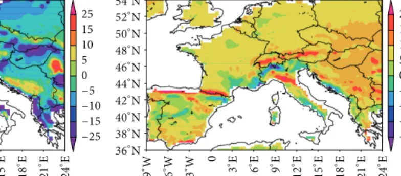 Figure 8: Statistical indices for 60-year summer seasonal maximum temperatures at 2 m height (left panel)
