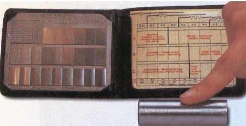 Figura 2.10 – Padrão para comparação visual e táctil para determinação da rugosidade  (Euitiz, 2003)