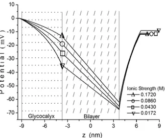 Figure 3 - Electric potential pro ﬁ  le for four values of surface  charge density (