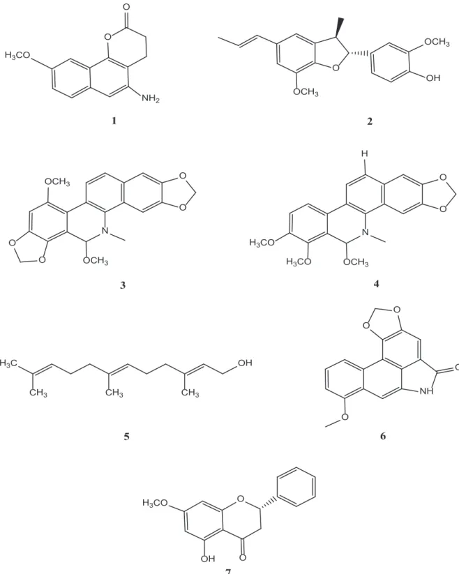 Figure 1 - Anti-mycobacterial compounds isolated from Mexican Medicinal Plants.