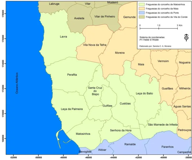 Mapa 3 – Divisão administrativa territorial por freguesias anterior às Leis nº 22/2012 de 30 de maio  e 11-A 2013 de 28 de janeiro