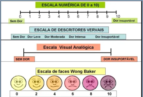 Figura nº 5 - Ilustração de Escalas de Avaliação da dor. 