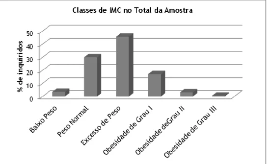 Gráfico 2 - Distribuição dos indivíduos da amostra pelas classes de IMC 
