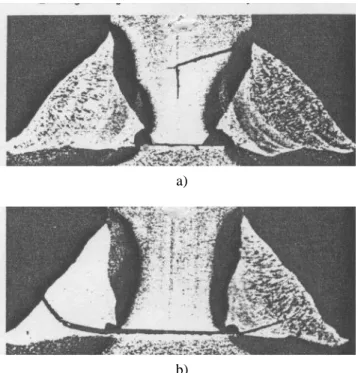 Figura 2.18  –  Roturas  por fadiga em  juntas transversais  com  penetração parcial do                                    cordão de soldadura [70]: 