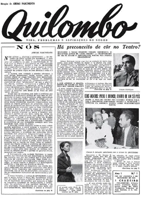 Figura 1 – Jornal “Quilombo”, periódico mensal que circulou no Rio de Janeiro entre 1948 e 1950.