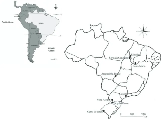Figure 1  - General location of confi rmed impact structures in Brazil. 