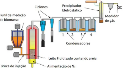 Figura 2.19: Reator de leito fluidizado desenvolvido por Boateng et al. (2007). 