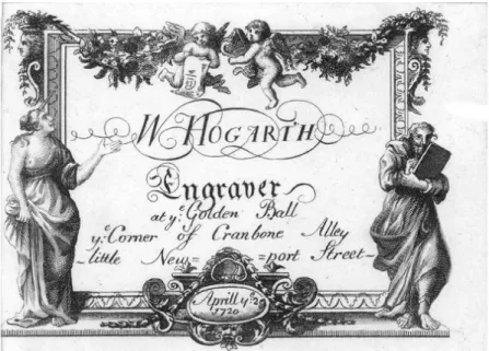 Fig 3: William Hogarth’s Trade Card, 1720. 