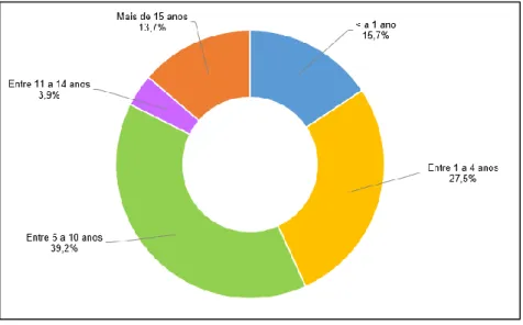 Figura 5.4. - Distribuição dos inquiridos por antiguidade 